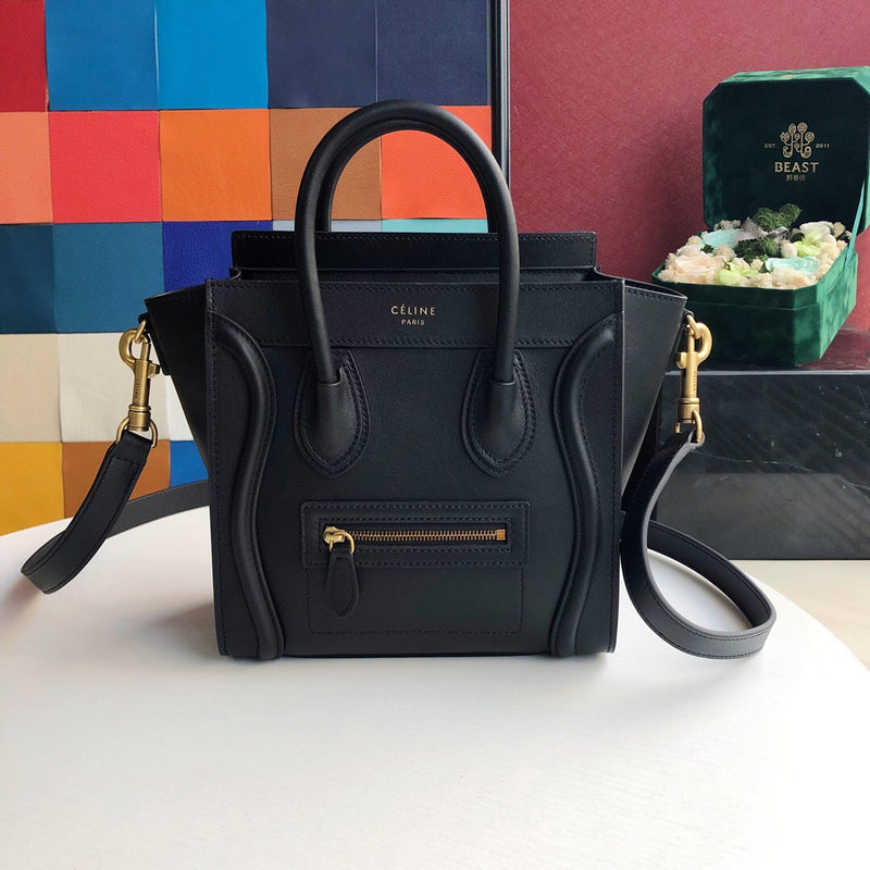 Side profile of premium chic women's handbag – women's luxury accessory