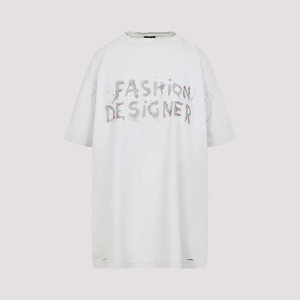 Balenciaga T-Shirts- BALENCIAGA Distressed Cotton Short-Sleeve Crewneck T-Shirt - Size US 01 Casual Everyday Designer Tee