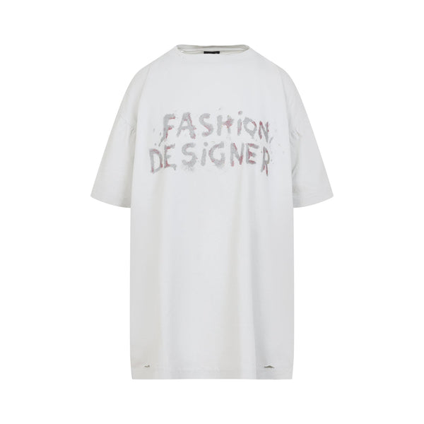 Balenciaga T-Shirts- BALENCIAGA Distressed Cotton Short-Sleeve Crewneck T-Shirt - Size US 01 Casual Everyday Designer Tee