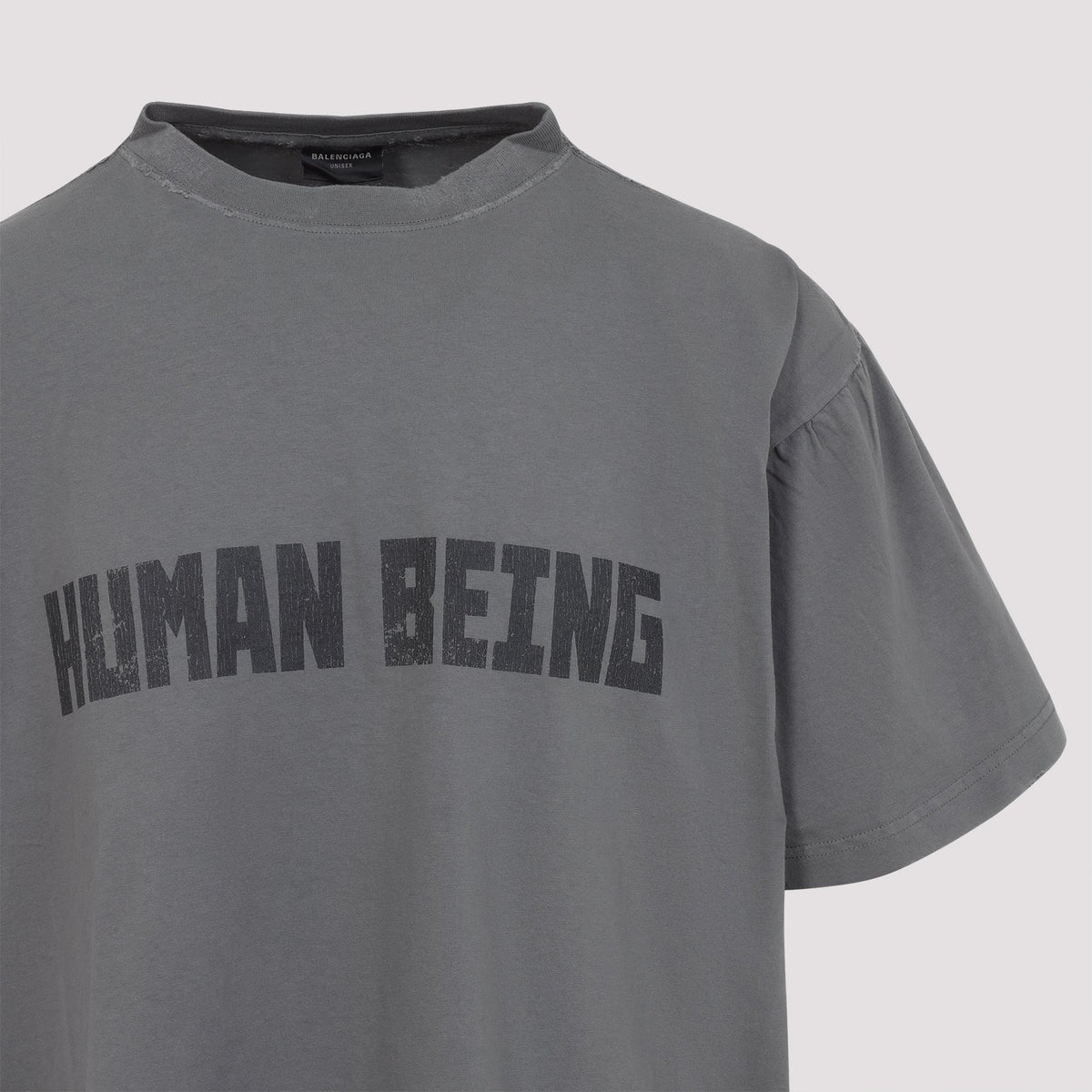 Close-up of Balenciaga t-shirts & tops hardware and fine stitching