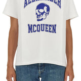 Close-up of Alexander McQueen tee shirts hardware and fine stitching