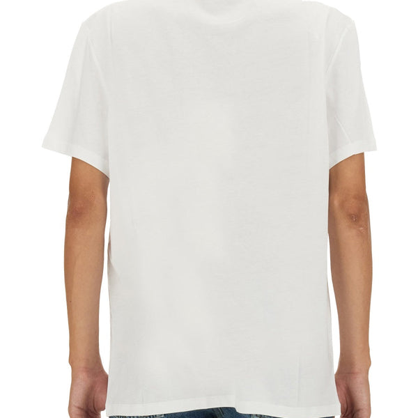 Close-up of Alexander McQueen tee shirts hardware and fine stitching