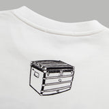 Flat lay presentation of Louis Vuitton luxury clothing with signature branding