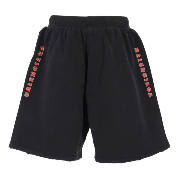 Balenciaga Pants- BALENCIAGA Logo Print Sweatshorts - Loose Fit Premium Designer Casual Trousers