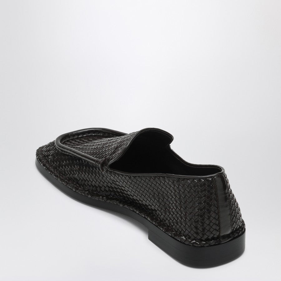 Close-up of Bottega Veneta flats hardware and fine stitching