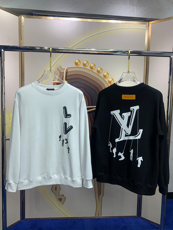 Side profile of Louis Vuitton luxury clothing with signature branding