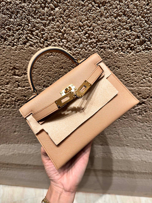 Side view of tailored structured handbag