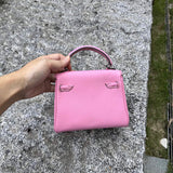 Side view of timeless structured handbag