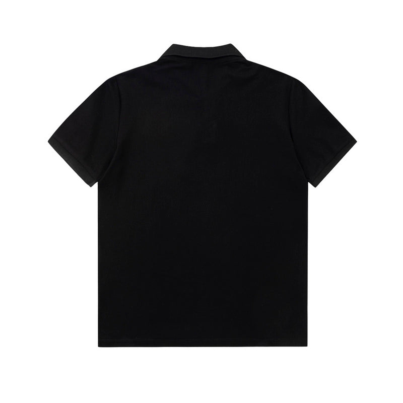 Close-up detail shot of Polo cotton polo shirt with logo-detail design