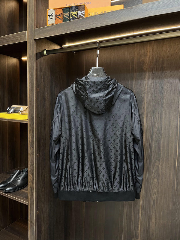 Close-up detail shot of Louis Vuitton luxury clothing with runway-inspired design