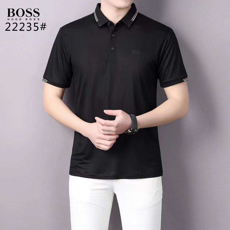 Flat lay presentation of Polo cotton polo shirt with logo-detail design