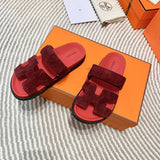 Hermès Burgundy Platform Sandals - Sole Detail View