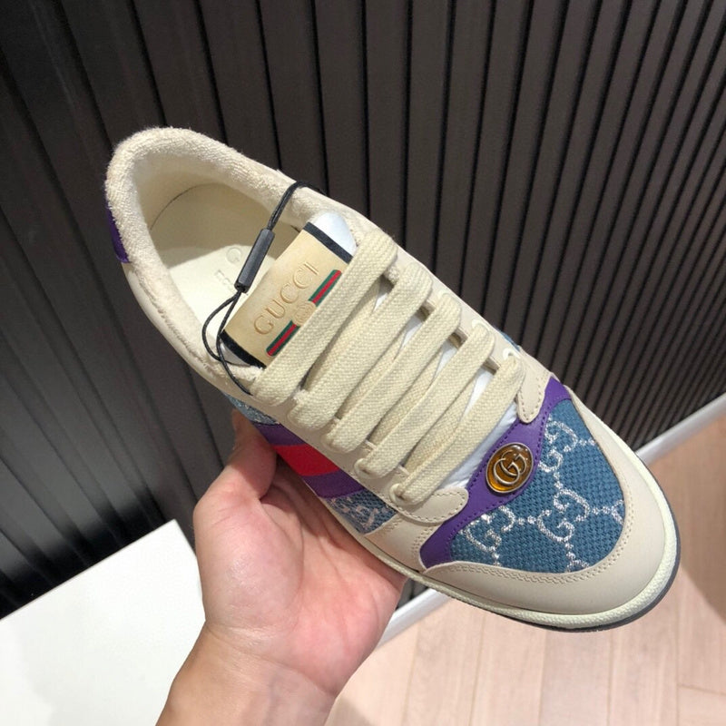 Gucci stone beige luxury sneakers view 8 bold athletic profile