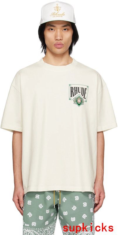 Front view of Rhude luxury clothing with relaxed-fit cut