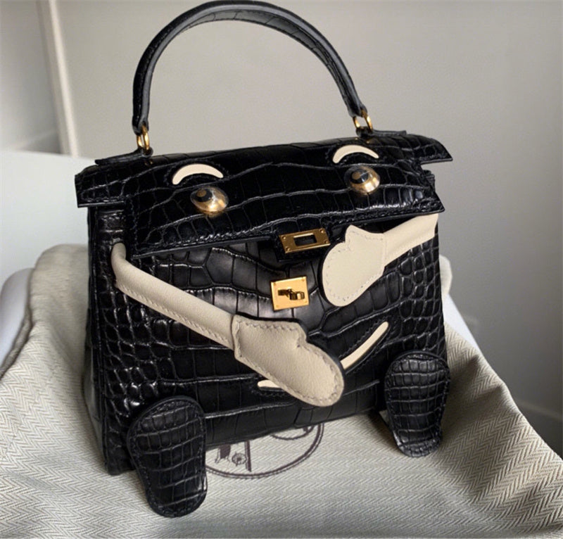 Close-up detail of modernist bag design