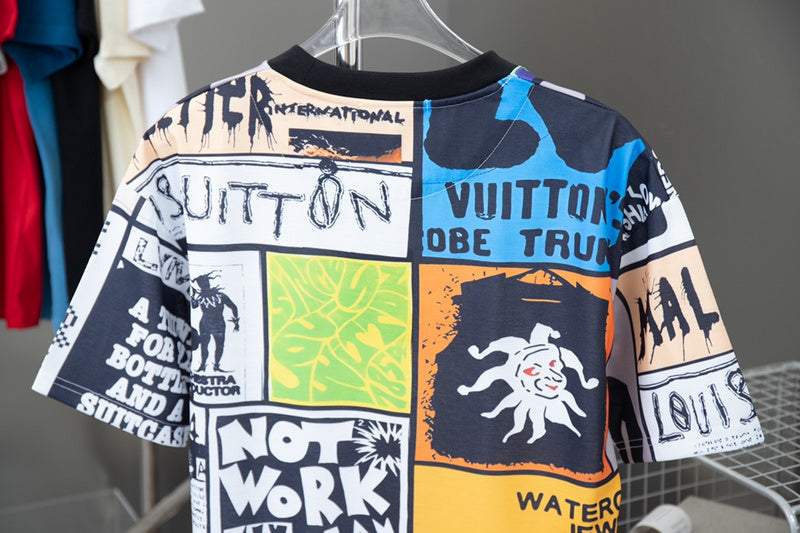 Full styled look of Louis Vuitton cotton t-shirt with signature branding