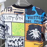 Full styled look of Louis Vuitton cotton t-shirt with signature branding