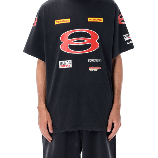 Balenciaga T-Shirts? BALENCIAGA Oversized Sponsor Logo T-Shirt - Size 2 Premium Designer Cotton T-Shirt
