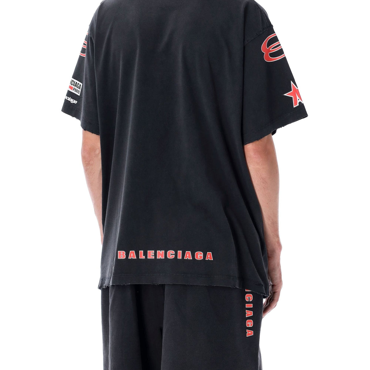 Balenciaga T-Shirts? BALENCIAGA Oversized Sponsor Logo T-Shirt - Size 2 Premium Designer Cotton T-Shirt