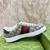 Gucci crisp white luxury sneakers view 5 retro runner design