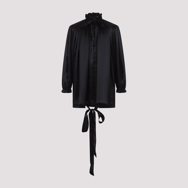 Balenciaga T-Shirts- BALENCIAGA Lace Up Blouse for Women Premium Designer Cotton T-Shirt