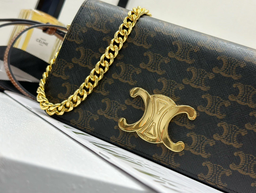 Front view of Celine Multipochette In Triomphe Canvas Bag premium cel multipochette in triomphe canvas bag