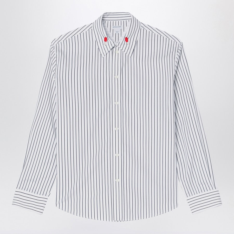 Bottega Veneta Tops? Bottega Veneta Men White Shirt With Black Stripes In Cotton Elegant Everyday Designer Top