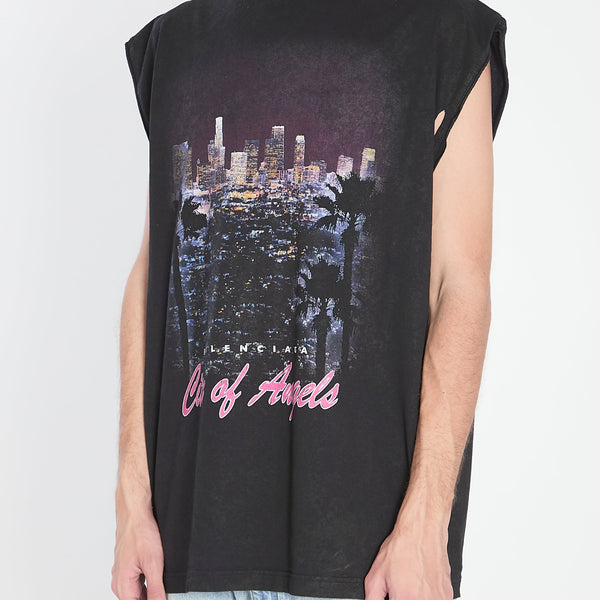 Balenciaga T-Shirts- BALENCIAGA City of Angels Oversized Sleeveless T-Shirt - Size 02 Premium Designer Cotton T-Shirt