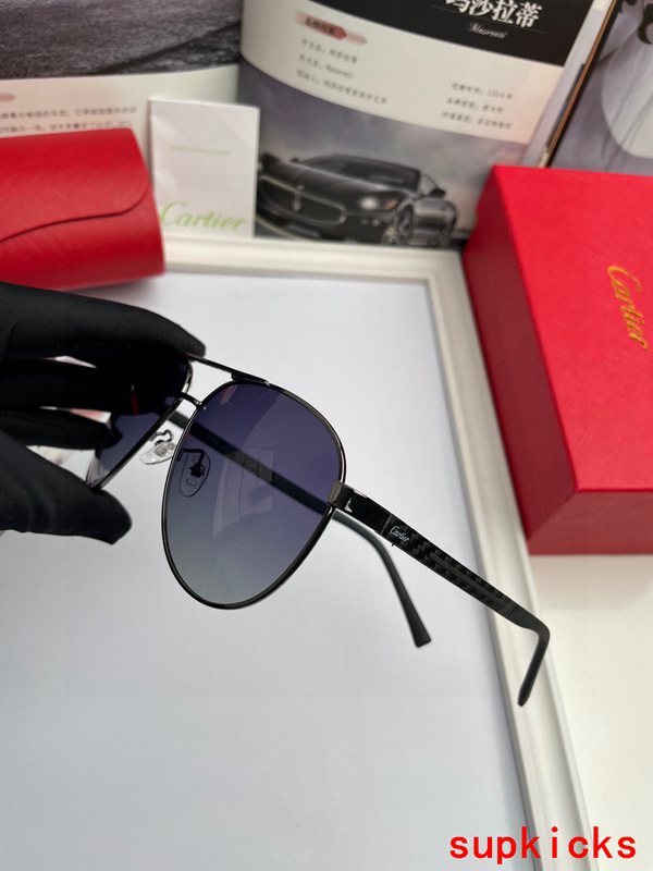 Close-up detail view of Cartier unisex sunglasses