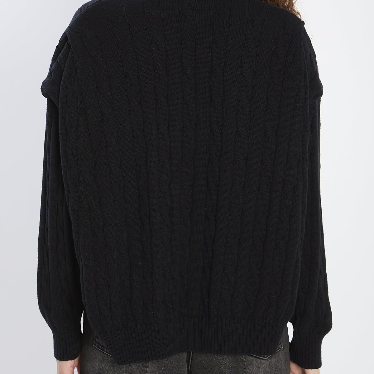 Close-up of Balenciaga jerseys & knitwear hardware and fine stitching