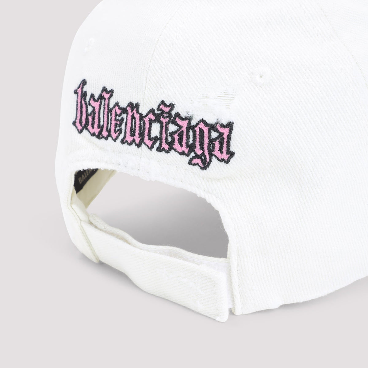 Close-up of Balenciaga caps & hats hardware and fine stitching