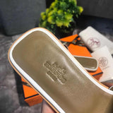 Hermès Chocolate Brown Espadrille Wedge Sandals - Heel Detail View