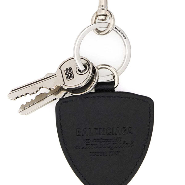 Balenciaga Bags? BALENCIAGA Metal and Leather Keyring Collaboration Shield Charm for Men Premium Designer Shoulder Bag