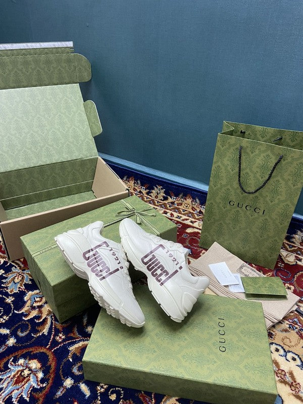 Gucci neutral cream luxury sneakers view 6 breathable knit upper