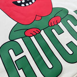 Back view of Gucci luxury clothing with signature branding