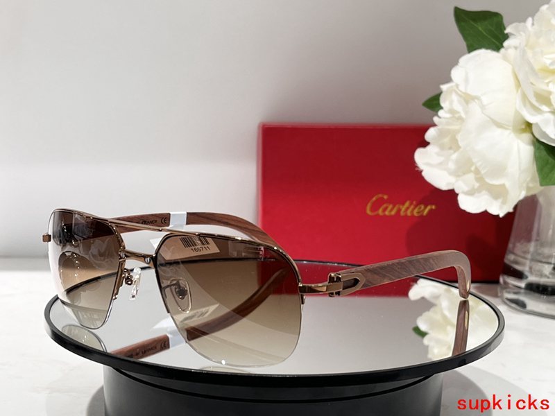 Close-up detail view of Cartier unisex sunglasses