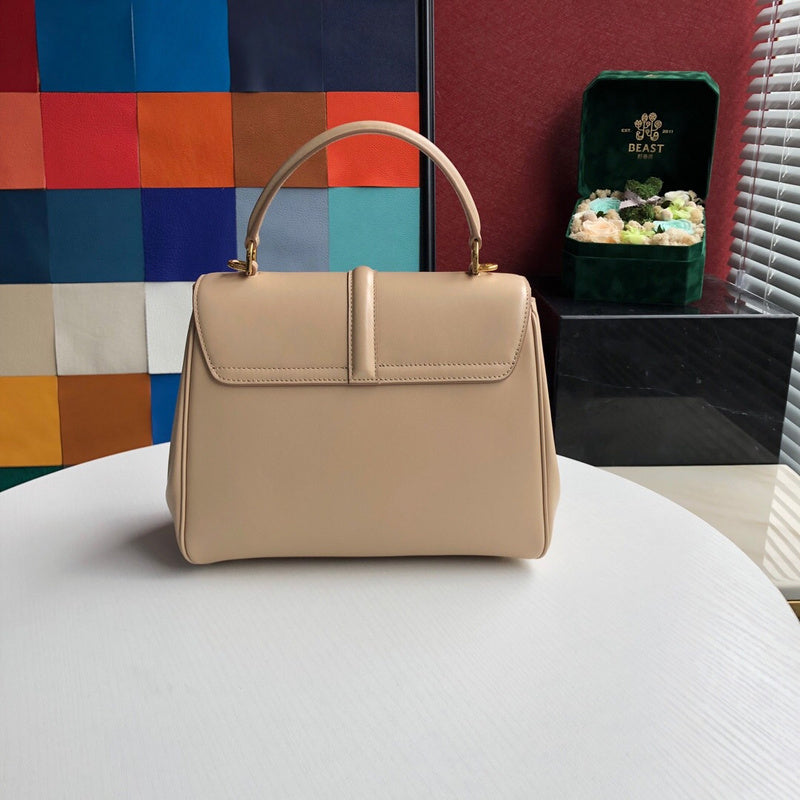 Close-up detail of signature classic women's handbag – women's designer-style accessory