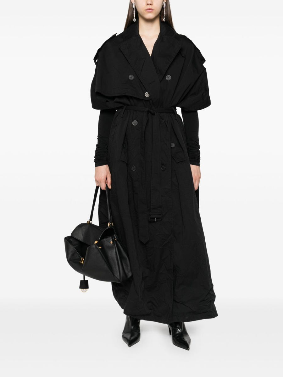 Balenciaga Jackets? BALENCIAGA Double-Breasted Cotton Cape Sleeve Coat for Women - FW25 Stylish Everyday Designer Outerwear