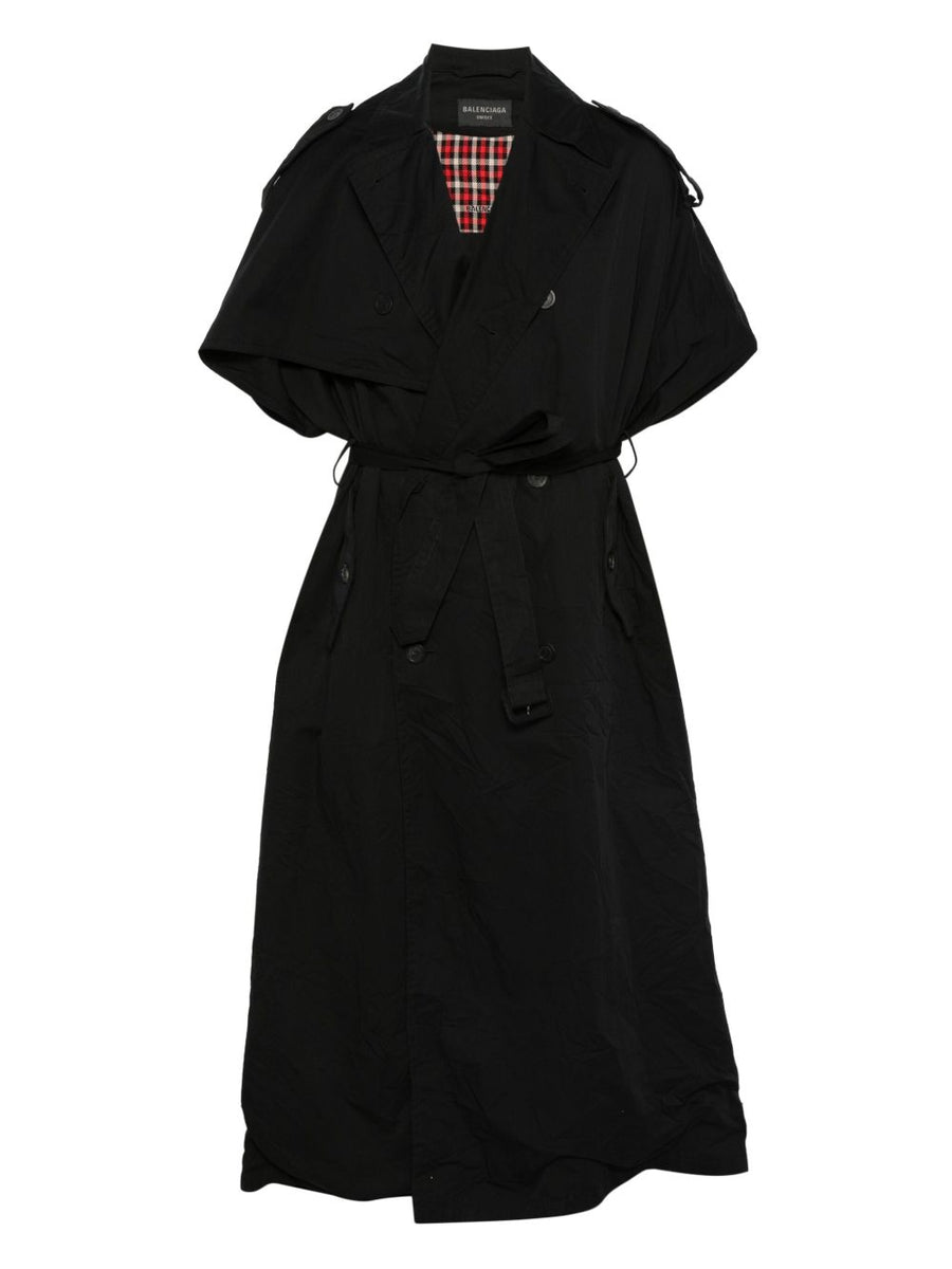 Balenciaga Jackets? BALENCIAGA Double-Breasted Cotton Cape Sleeve Coat for Women - FW25 Stylish Everyday Designer Outerwear