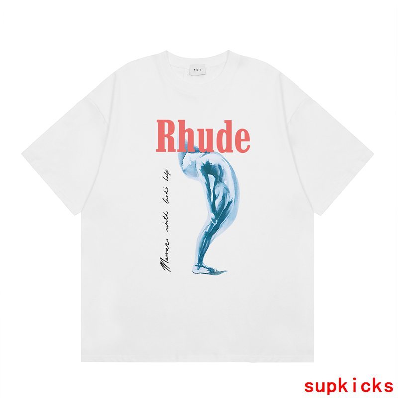 Front view of Rhude luxury clothing with contemporary cut