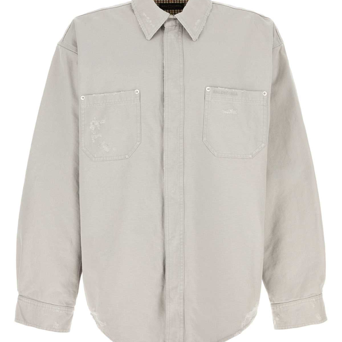 Balenciaga Tops? BALENCIAGA Oversized Cotton Workwear Shirt for Men Premium Designer Casual Top