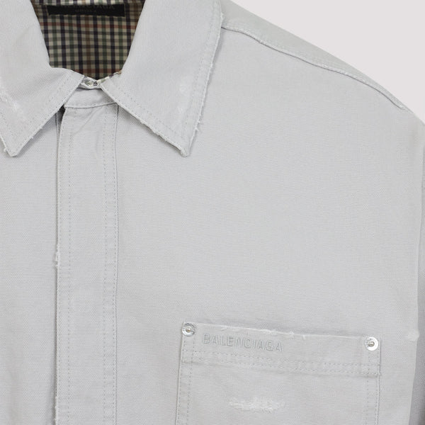 Balenciaga Tops? BALENCIAGA Oversized Cotton Workwear Shirt for Men Premium Designer Casual Top