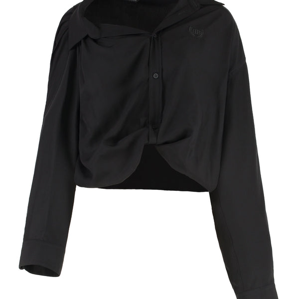 Balenciaga T-Shirts? BALENCIAGA One Shoulder Poplin Shirt Premium Designer Cotton T-Shirt