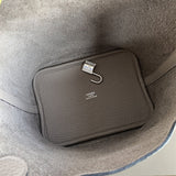 Side view of sophisticated structured handbag