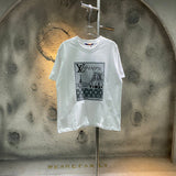 Front view of Louis Vuitton cotton t-shirt with runway-inspired design