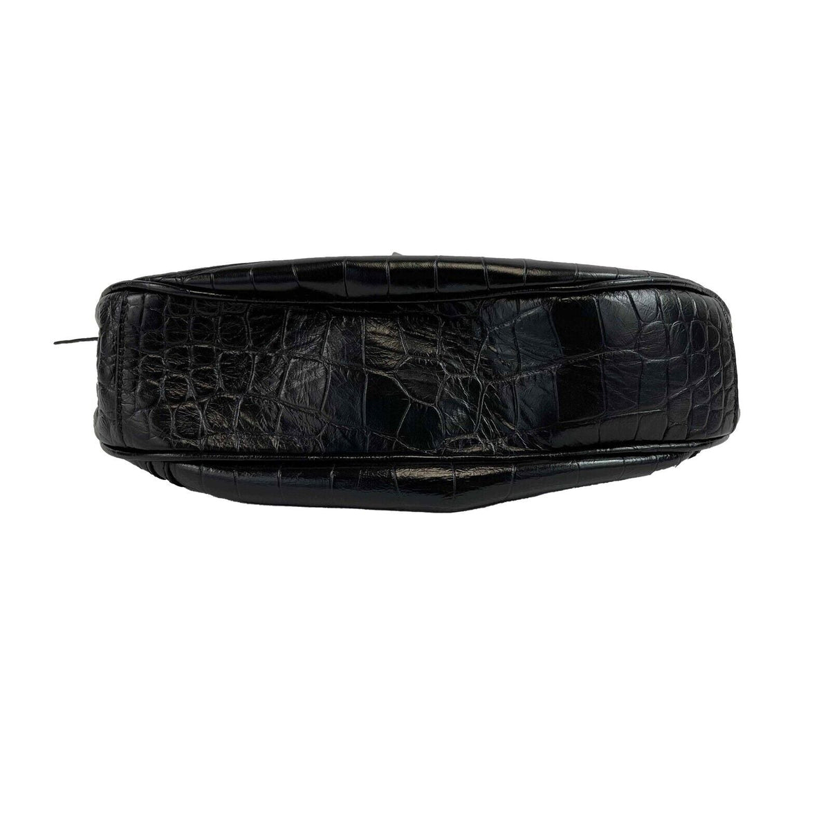 Balenciaga - XS Shoulder Bag Crocodile Embossed Black Studded Shoulder Bag NEW — Designer Shoulder Bag