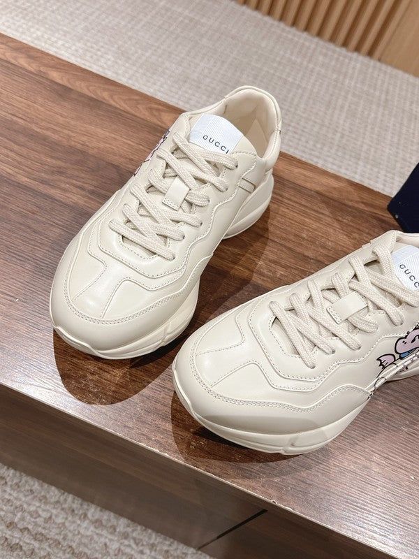 Gucci soft grey luxury sneakers view 4 chunky sole construction