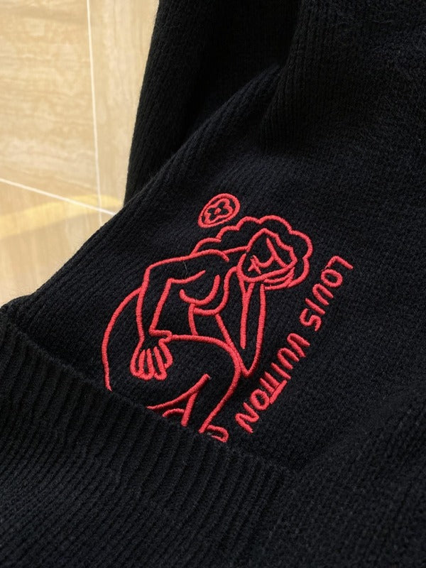 Flat lay presentation of Louis Vuitton luxury clothing with monogram-inspired silhouette