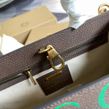 Close-up detail of structured signature women's handbag – women's luxury accessory