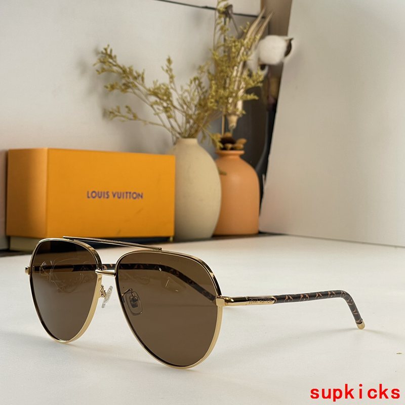 Close-up detail view of Louis Vuitton unisex sunglasses
